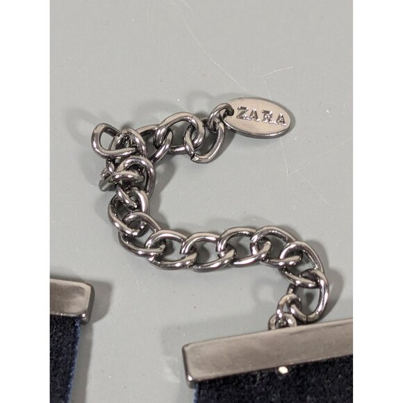 ZARA Blue Velvet Choker Necklace Rhinestone Star Charm Pendant Necklace 15 in - Picture 6 of 10